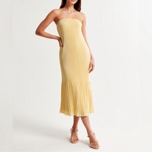 Abercrombie Elegant Yellow Strapless Midi Dress